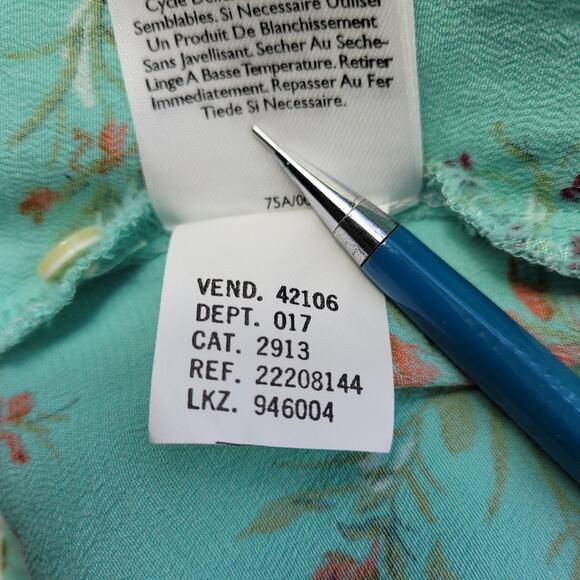 Demure Vintage Eddie Bauer Sleeveless Dusty Turquiose Floral Dress size Large - Picture 12 of 12